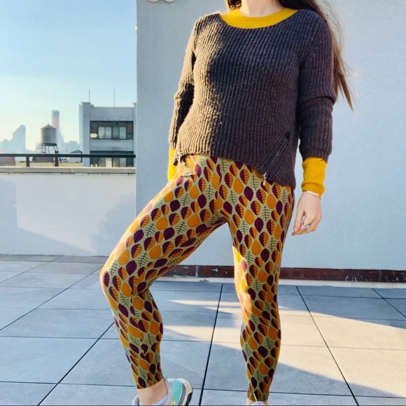 LuLaRoe Hi-Waist Floral Green Legging Pant Elastic Velvet Feel Foliage Print - Picture 12 of 16